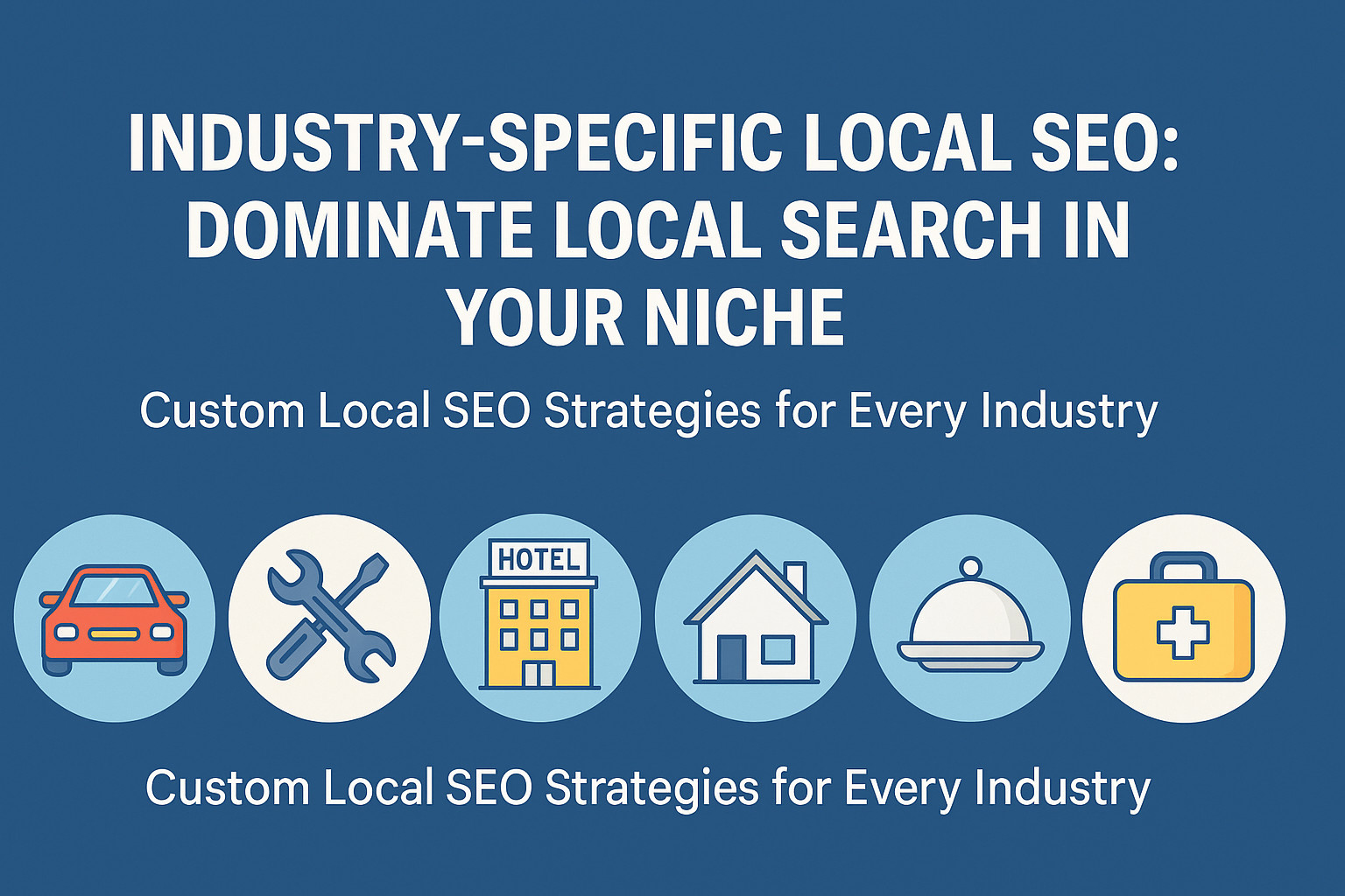 Banner showing industry icons and the headline “Industry-Specific Local SEO: Dominate Local Search in Your Niche” with a subtitle below.